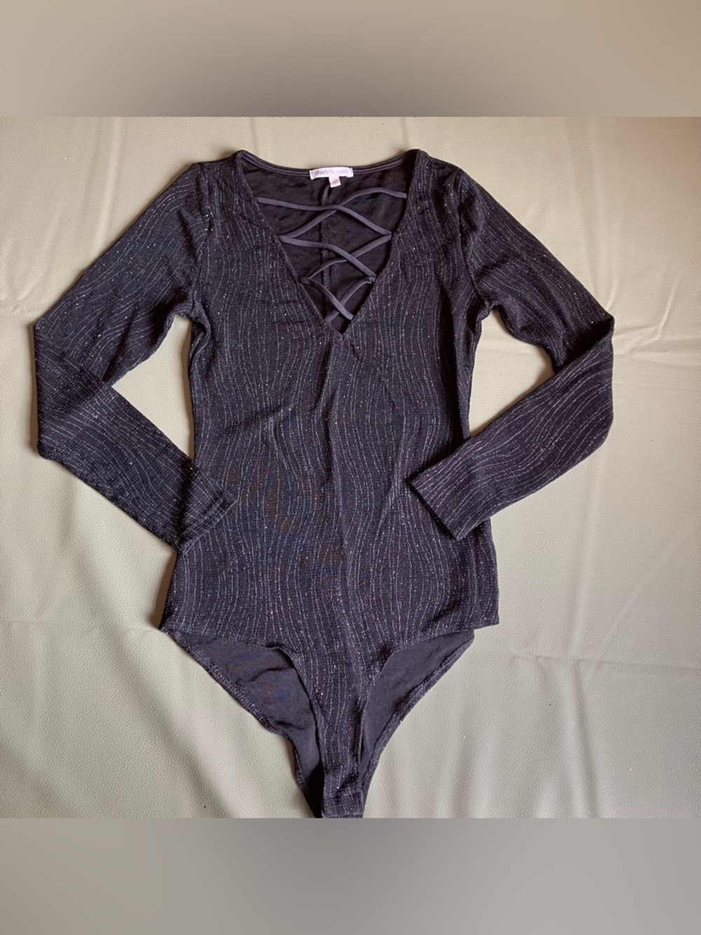 vintage charlotte russe lurex lace-up bodysuit Y2K mall era S